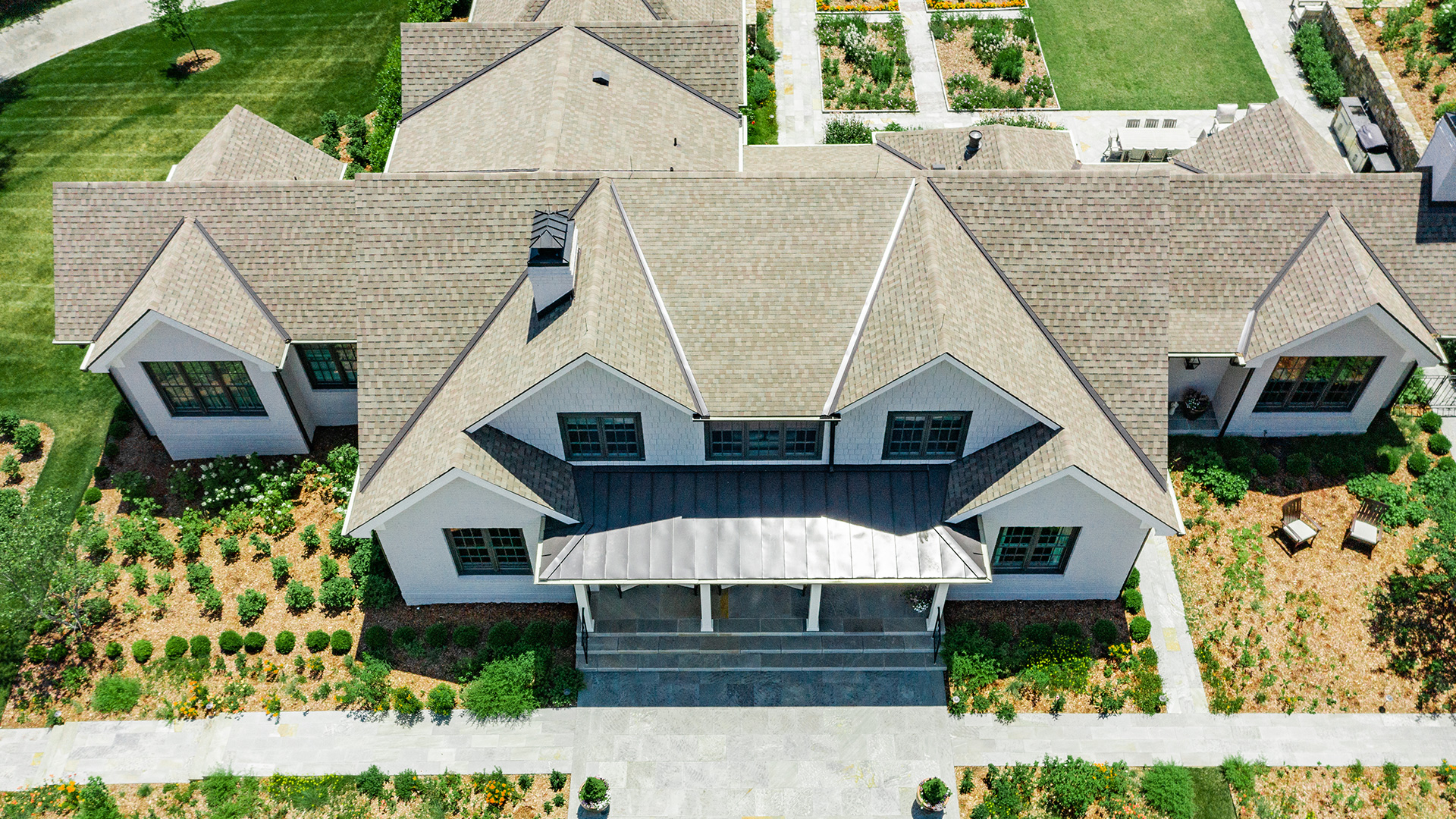 Aerial photo of a new roof